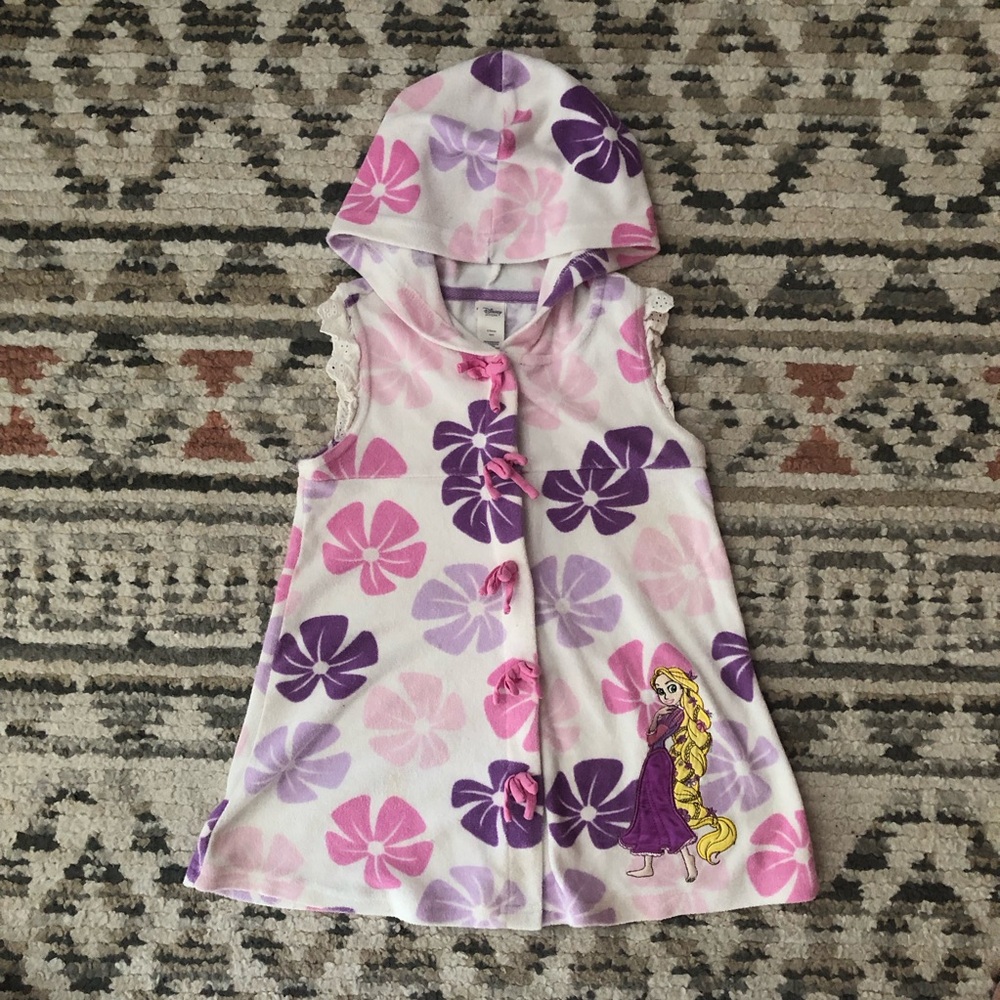 Disney Rapunzel Pink and Purple Floral Hooded Terry Swim Cover Up